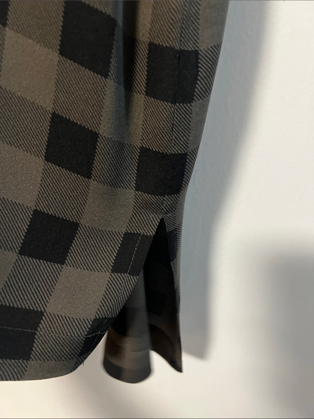 Eileen Fisher Black and Olive Plaid Shift tunic - Picture 3 of 4